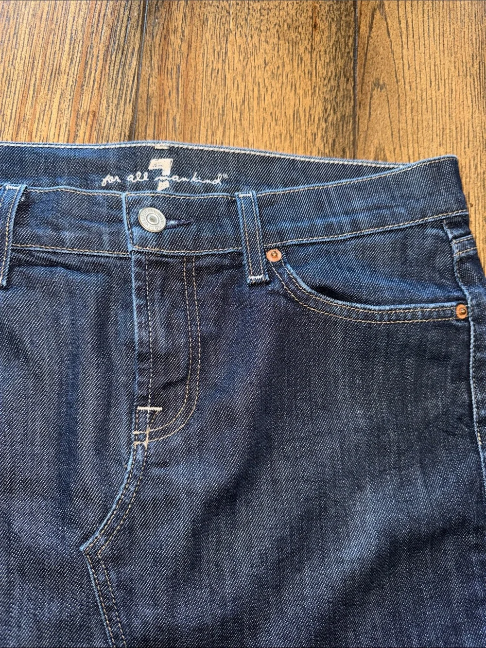 7 For All Mankind Roxy Dark Blue Denim Mini Skirt 2004